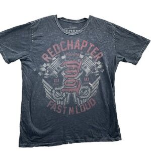 Red Chapter Y2K Tee Men's 2XL Racing Moto Double Graphic Biker Streetwear Grunge
